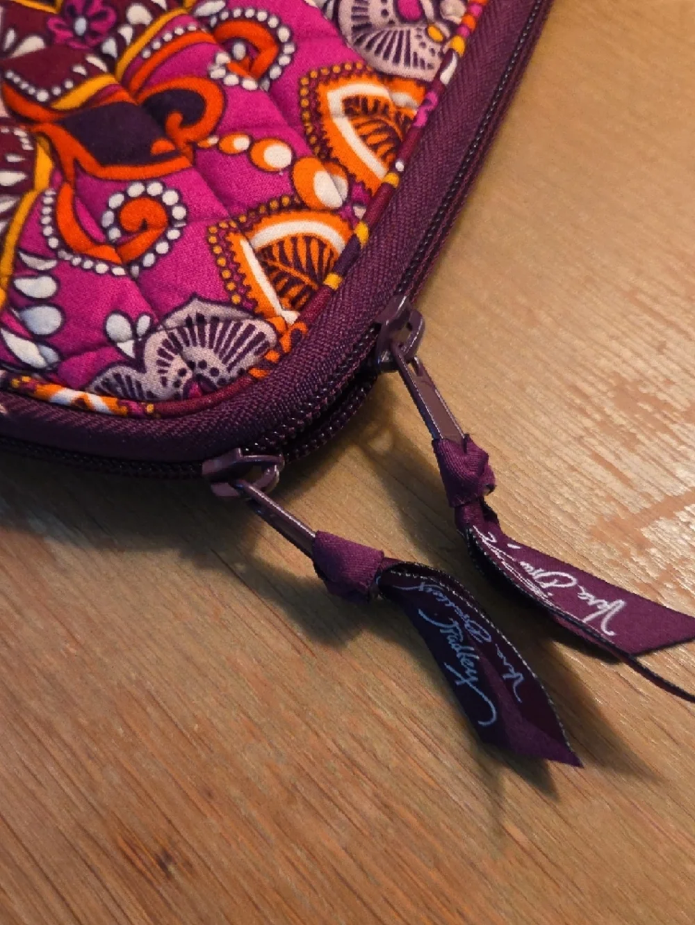 Vera Bradley Quilted Travel Pouch in Purple, Pink & Yellow Paisley NWOT